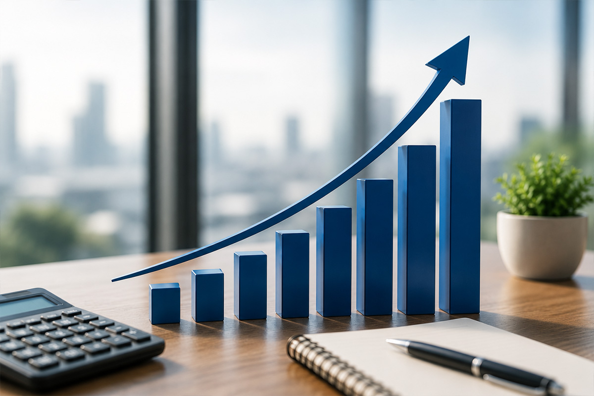 Accounting Support Services UK: A Complete Guide for Growing Businesses 1 Accounting Support Services UK showing financial growth with an upward graph, calculator, and business finance workspace.